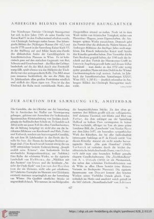 Zur Auktion der Sammlung Six, Amsterdam