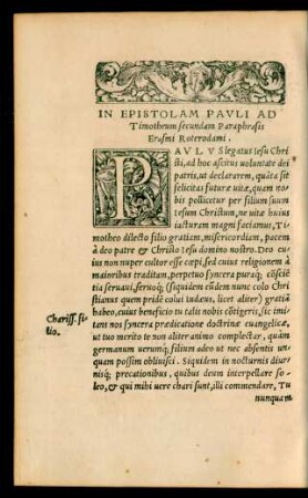 In Epistolam Pauli Ad Timotheum secundam Paraphrasis Erasmi Roterodami.