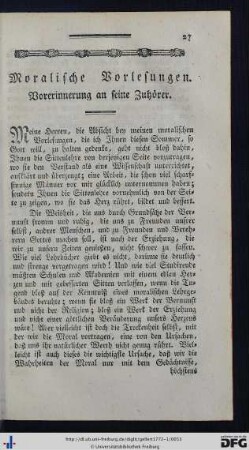 Vorerinnerung an seine Zuhörer.