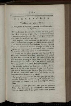 Spectacles. Théatre du Vaudeville.