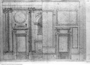 Taccuino, Zwei Aufrisse für eine architektonische Wandgliederung mit Portalen