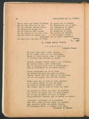 El pago está triste : (Tonada). - (Haydee Pazos).