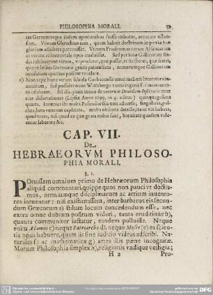 Cap. VII. De Hebraeorum Philosophia Morali