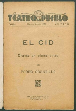 1939003600: El Cid : drama en cinco actos