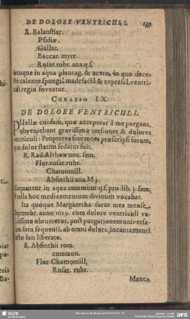 Curatio LX. [Curatio LXII.] De Dolore Ventriculi
