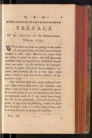 Preface Of the Publisher of the Surreptitious Edition, 1735