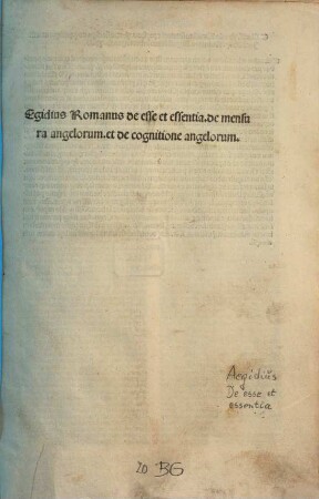 De esse et essentia, de mensura angelorum, et de cognitione angelorum