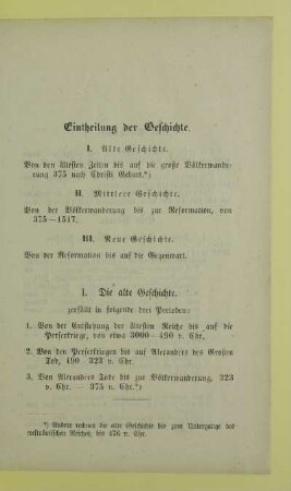 Eintheilung der Geschichte