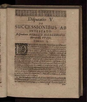 De Successionibus Ab Intestato