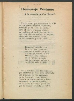 Homenaje Póstumo : A la memoria de José Betinoti.
