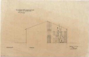 Gsaenger, Gustav; München, Linprunstr. 69 - 70; Verwaltungsgebäude - Tektur zum Garagenbau, Südwestseite (Ansicht)