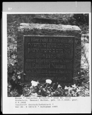 Grabstein von Emanuel Nathan (gestorben 1898.06.06)