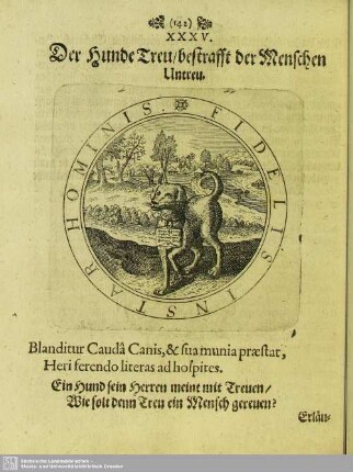 XXXV. Der Hunde Treu, bestrafft der Menschen Untreu