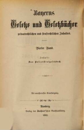 Das Polizeistrafgesetzbuch für das Königreich Bayern