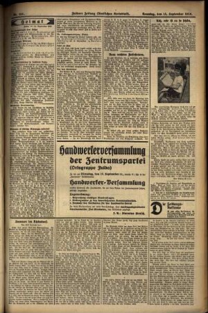 Zweite Ausgabe vom Sonntag, den 15. September 1929.