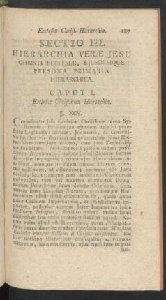 Caput I. Ecclesiae Christianae Hierarchia