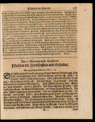 Am 3. Sontag nach Epiphan. Pflichten der Herrschafften und Gesindes