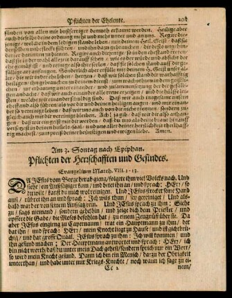 Am 3. Sontag nach Epiphan. Pflichten der Herrschafften und Gesindes