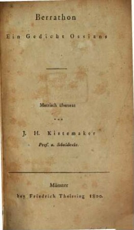 Berrathon : Ein Gedicht Ossians