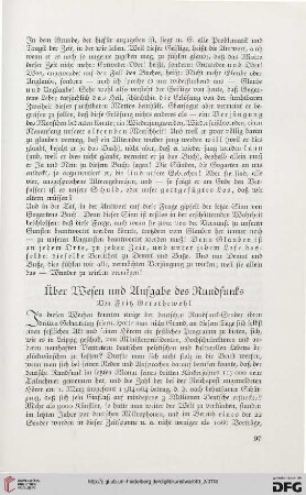 Über Wesen und Aufgabe des Rundfunks