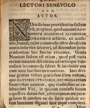 Prolusio acad. de necessaria iurisprudentiae cum philosophia et humaniori litteratura coniunctione