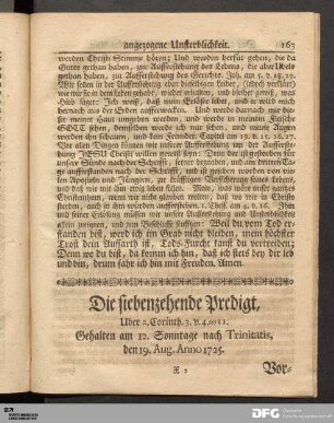 Die siebenzehende Predigt.