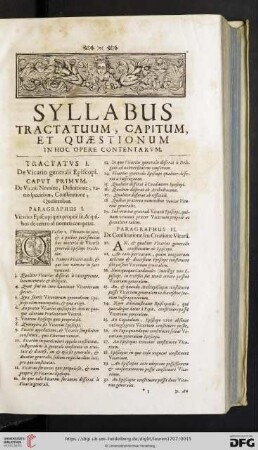 Syllabus tractatuum, capitum, et quaestionum