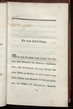 An das Publikum.