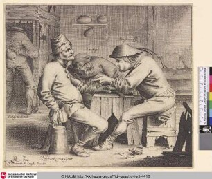 [Drei Männer, sitzend an einem Tisch; Three men sitting around a table]