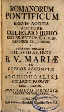 Romanorum Pontificum Brevis Notitia