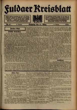 Zweite Ausgabe vom Samstag, den 21. März 1914.