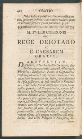 M. Tullii Ciceronis Pro Rege Deiotaro Ad C. Caesarem Oratio