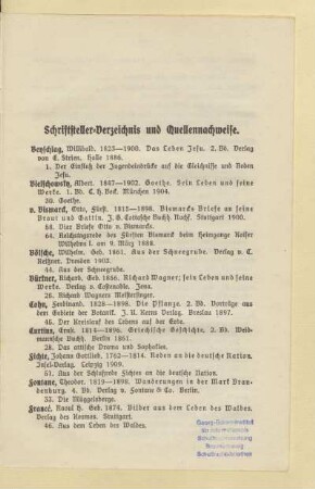 Schriftsteller-Verzeichnis und Quellennachweise