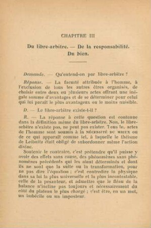 Chapitre III Du libre-arbitre. - De la responsabilité. Du bien.