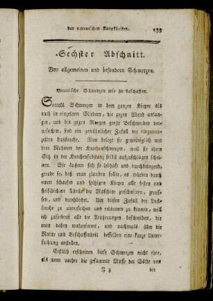Sechster Abschnitt. Von allgemeinen und besondern Schmerzen.