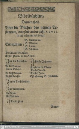 Dritter theil. Uber die Bücher des newen Testaments