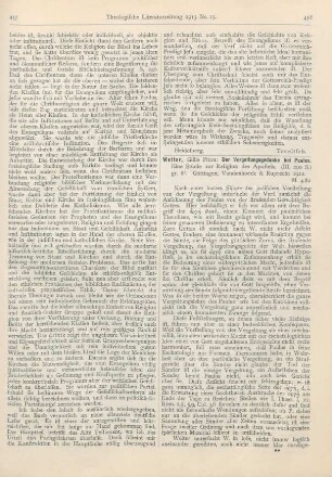 458-459 [Rezension] Wetter, Gillis Piton, Der Vergeltungsgedanke bei Paulus. Eine Studie zur Religion des Apostels