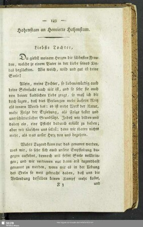 Hohenstam an Henriette Hohenstam