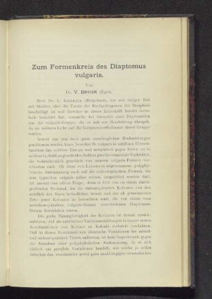 Zum Formenkreis des Diaptomus vulgaris.