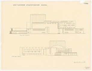 Staatstheater Kassel: Südostansicht, Nordwestansicht 1:200