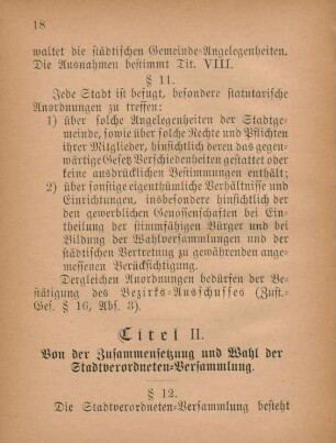 Titel II. Von der Zusammensetzung und Wahl der Stadtverordneten-Versammlung