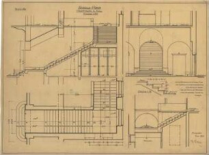 Fischer, Theodor; Stuttgart; Gustav-Siegle-Haus - Haupttreppe (Grundriss, Schnitte)