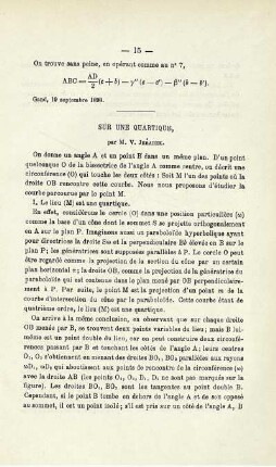 SUR UNE QUARTIQUE