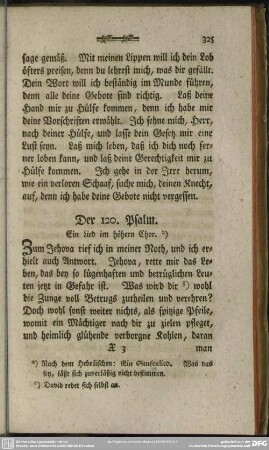 Der 120. Psalm. Ein Lied im höhern Chor