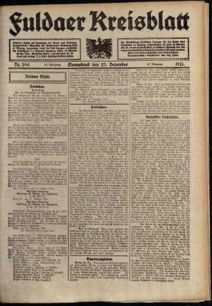 Dritte Ausgabe vom Samstag, den 23. Dezember 1911.