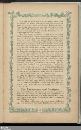 Das Tischdecken und Servieren