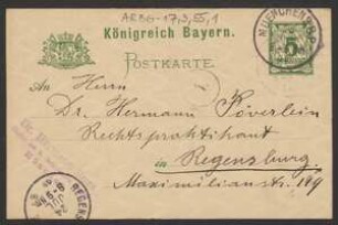 Brief von Hermann Ross an Hermann Poeverlein