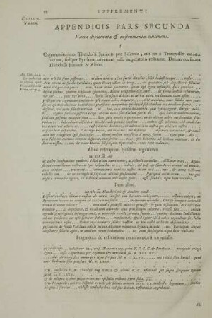 Appendicis Pars Secunda. Varia diplomata & instrumenta continens.