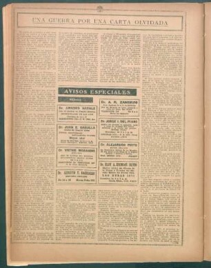 Una guerra por una carta olvidada
