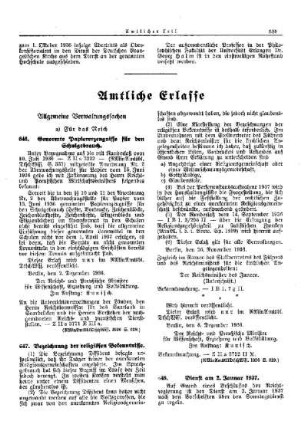 Bezeichnung der religiösen Bekenntnisse : [Allgemeine Verwaltungssachen] ; [Für das Reich] ; [Amtliche Erlasse] ; [Amtlicher Teil]